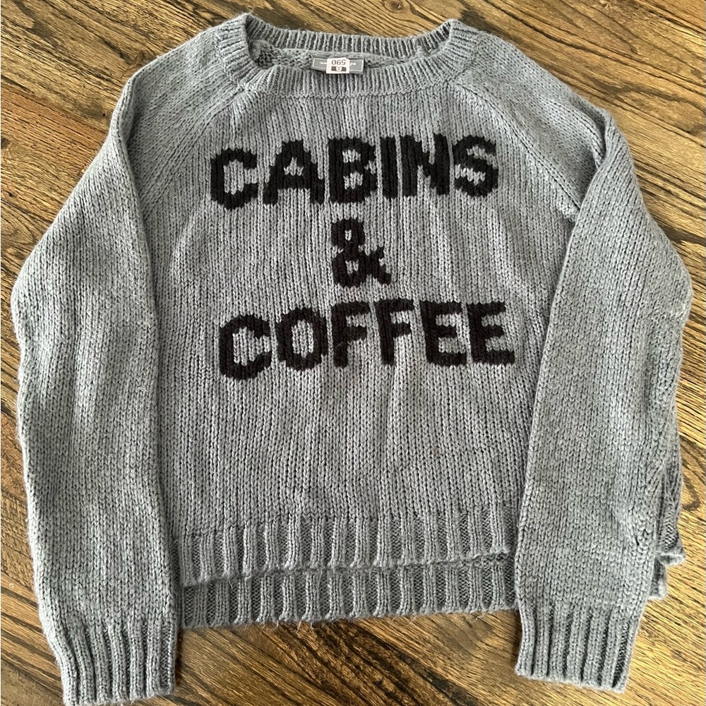 Wooden Ships Gray 'Cabins & Coffee' Sweater